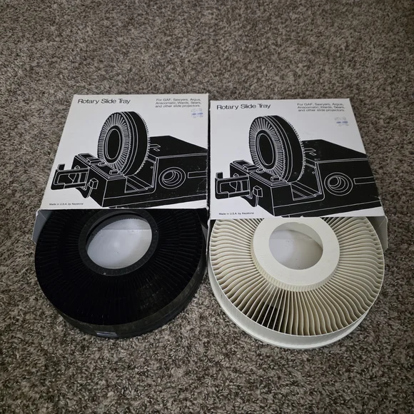 Black and White Rotary Slide Trays Lot Of 6 Old Film Slides Varrious Sizes